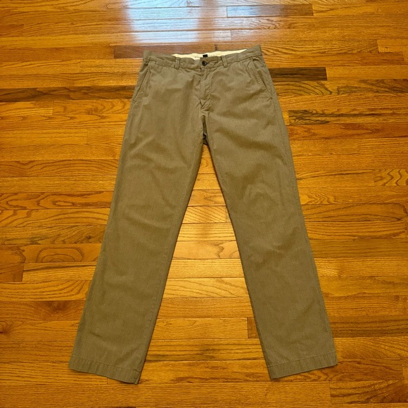 Banana Republic Gray Stripe Straight Fit Chino Pants 33/34 - Picture 2 of 9